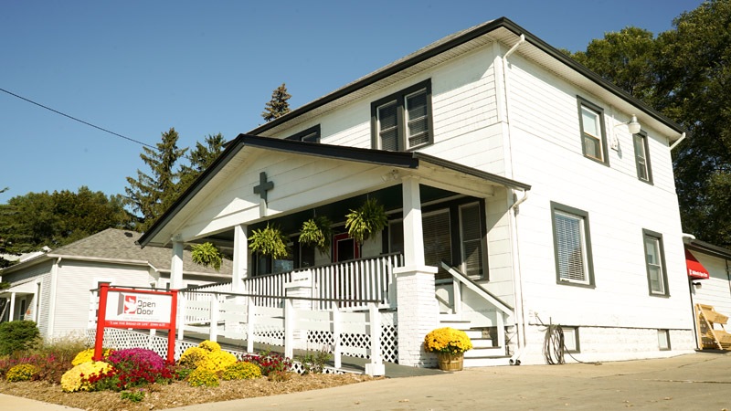 About Us B A picture of the men's crisis shelter and soup kitchen at Midland's Open Door
