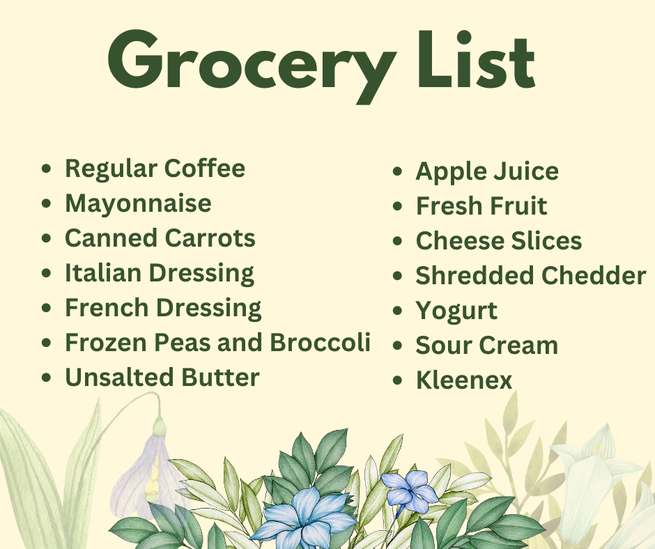 Spring Grocery List