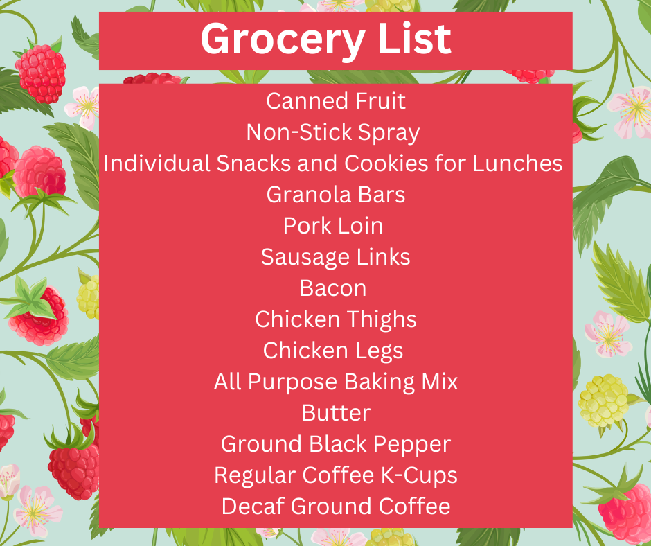 MOD Grocery List